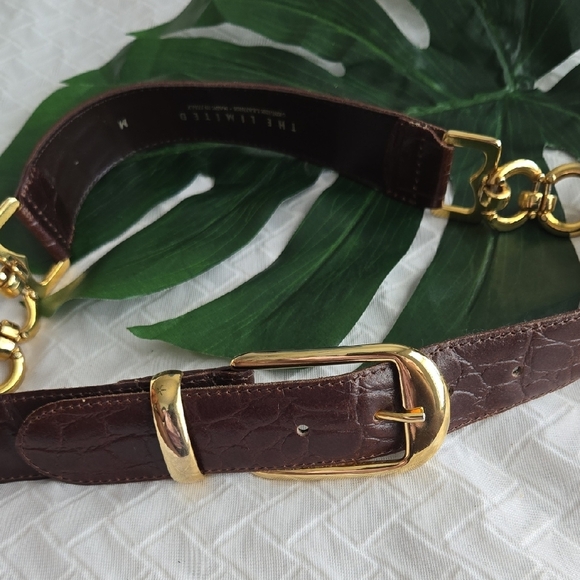 Vintage The Limited Brown and Gold Leather Belt Eclectic Minimalist Edgy Unique - Picture 2 of 6